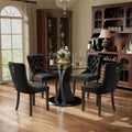 5-Piece Dining Table Set with 39In Tempered Glass Table and 4 Velvet Upholstered Chairs, Modern Scandinavian Furniture for Dining Room Kitchen(Black)