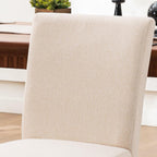 Rowill Modern Upholstered Dining Chairs Set of 2, Linen Fabric Side Dining Room Chair with Solid Wood Legs and Padded Seat for Home Kitchen/Restaurant, Beige