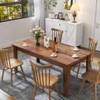 71"-106" Transformer Extendable Dining Table for 4-12 People, Space-Saving Extra Long Transformer Table with Extension Leaves Holder, Walnut