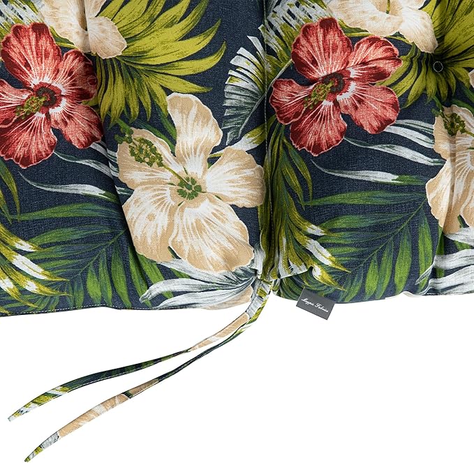 Magpie Fabrics Indoor Outdoor Tufted High Back Chair Cushion Set of 2, Waterproof All-Weather Deep Seating Rocking Chair Patio Chaise Lounge Sun Lounger Chair Cushions(Midnight Blue Floral)