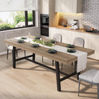 GarveeHome 63-83" Extendable Dining Table, Industrial Rectangular Dining Room Table for 6-8 People, Expandable Kitchen Table with Heavy Duty Metal Frame for Dining Room, Kitchen & Parties, Rustic Pear