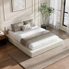 RECCI AirFrame Queen Upholstered Bed Frame with Square Cushioned Base