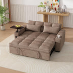 KEIKI 65" 3-in-1 Pull-Out Sofa Bed, Compact Convertible Sleeper Couch with Rotating Side Table, USB Charging Ports, Storage Armrests & Adjustable Comfort for Guests & Small Living Rooms