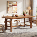 63" Solid Wood Dining Table for 4-6, Farmhouse Rectangle Kitchen Table with Thicken Tabletop and Sturdy Construction, Modern Wooden Dinner Table for Dining Room, Kitchen, Walnut