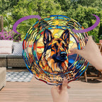 German Shepherd Dog Wind Spinners Outdoor Dog Memorial Gifts, 3D Metal Kinetic Hanging Garden Wind Spinner, Spinner Decor, Wind Sculptures for Outdoor & Indoor, Window, Yard Decor (German Shepherd 2)