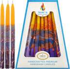 Hanukah Candle Dripless Chanukah Hanukkah Candles Decorative Purple, Blue, Orange Orange Frosted Stripes - 45 Candles 1-Hour Burn Time