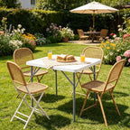 BOOSDEN 32 Inch Square Folding Table, Lightweight Card Table for Indoor Outdoor, Portable Utility Foldable Tables with Collapsible Legs, Plastic Table for Puzzles, Game, Crafting, Camping,Party,Picnic