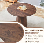 45'' Round Dining Table for 4 - Modern Farmhouse Kitchen Table with Cone Pedestal Base,Walnut Wood Dining Table for Small Spaces,Round Kitchen Table Ideal for Dining Room or Apartment