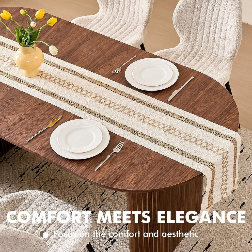 70.8" Oval Table for 4 6 Person, Modern Farmhouse Kitchen Dinner Table for Living Receiption Room, Brown