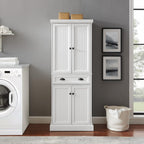 Crosley Furniture Shoreline Coastal Pantry Storage Cabinet with Shelves, Kitchen, Dining, or Laundry Room, White