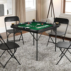Flash Furniture 34.5" Black Folding Card Game Table | 4-Player, Cup Holders, Green Playing Surface, Portable