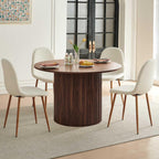 Dining Table Set for 4, Mid Century Modern 47 Inch Wooden Round Dining Table Set, Space Saving (Table + 4 White Chairs)