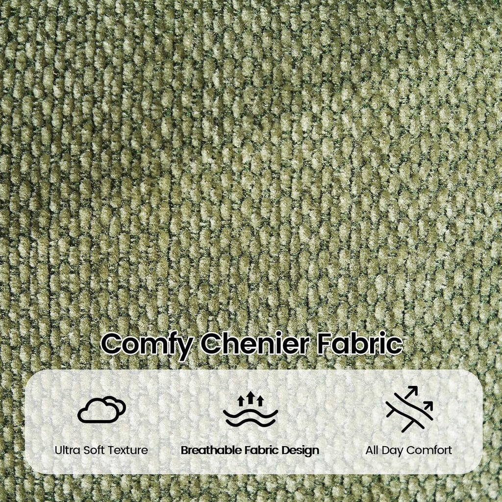 26Inch Round Storage Ottoman, Modern Chenille Upholstered Ottoman with Storage, Ottoman Coffee Table with Removable Top, Footrest Stool for Living Room, Bedroom (Green)