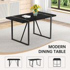 55" Black Dining Table Set for 6, 7 piece Modern Dining Table Set with Farbic Chairs, Farmhouse Kitchen Table Chairs Set of 6 Suit for Living Dining Room Furniture, Sturdy and Easy-to-Clean