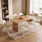 VECELO Folding Chairs Set of 2, Faux Leather Padded, Beige | Folding chairs with comfortable PU leather padded seat, Sturdy metal frame, Space saving design for office dining party
