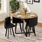 39.5" Round Dining Table Set for 4, 5 Piece Dining Table Set with 4 Tuck-Under Chairs, Farmhouse Kitchen Table Chairs Set, Space Saving Wood Round Dining Room Table Set for Apartments,Home