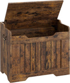 Garvee Storage Chest, Wooden Storage Bench with Safety Hinge, Flip Top Blanket Chest Trunks, Supports 350 Lb, for Entryway, Living Room, Bedroom (Rustic Brown, 24.8" L x 14" W x 22" H)