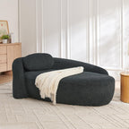 Full Foam Chaise Lounge Chair Indoor, Boucle Upholstered Chaise Lounge Sofa Bed, Right Facing Leisure Cloud Recliner Couches Sleeper Daybed for Living Room