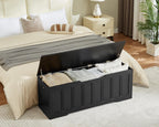 VANKILEY 51.2" Storage Chest Extra Large,Wooden Storage Bench,Black | Chest with 2 Safety Hinges, 51.2*15.7*19.1inches, Wooden Trunk for Bedroom, Livingroom,Entryway,Easy Assembly.