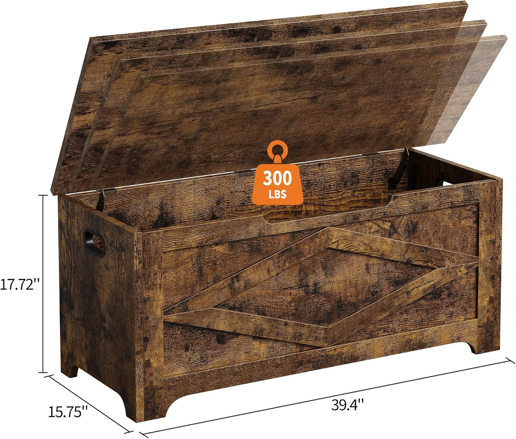 GAOMON Storage Chest, Wooden Storage Bench, Modern Style Lift-Top Shoes Bench with Safety Hinge for Entryway, Bedroom, Living Room, Supports 300 Lb and Easy Assembly