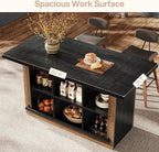 Tribesigns Kitchen Island with Storage, 62.6" Farmhouse Kitchen Island Table with 6-Cubby Open Shelves & Metal Foot Rail, Butcher Block Counter Height