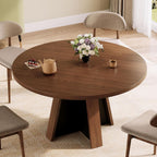 iPormis 47-Inch Round Dining Table for 4-6 People, Modern Wooden Kitchen Table for Dining Room, Farmhouse Circle Dinner Tables Furniture for Kitchen Living Room, Walnut Brown