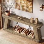 Tribesigns 70.87" Farmhouse Console Table with Storage (Light Brown Oak) | Narrow Sofa Table Behind Couch with Shelf, Rustic Entryway Table for Hallway, Living Room, Foyer, Entrance