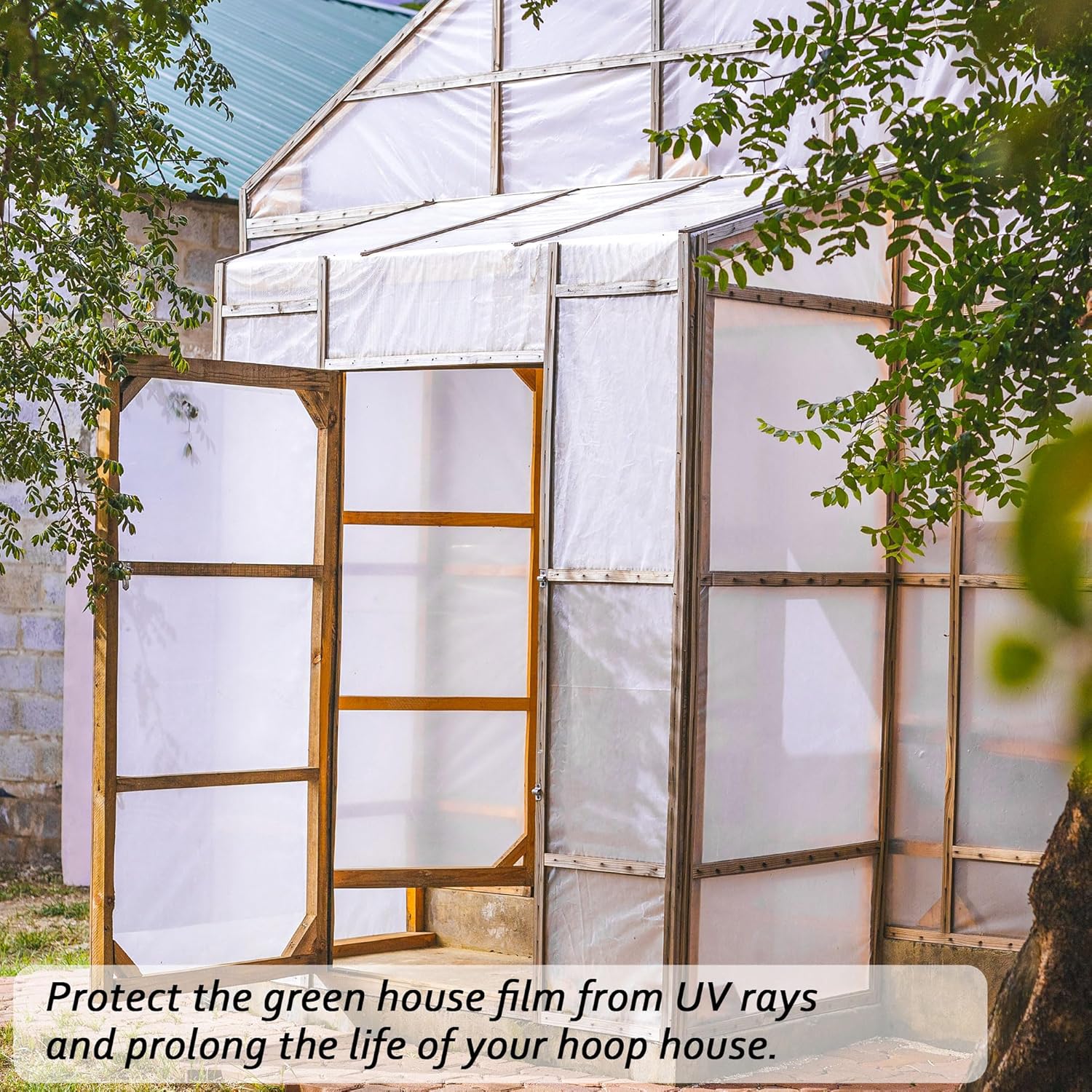 6 Mil Clear Greenhouse Plastic Sheeting,9.8FTx14.8FT Transparent Plastic Film for Greenhouse, Resistant Polyethylene Film for Farm,Garden…