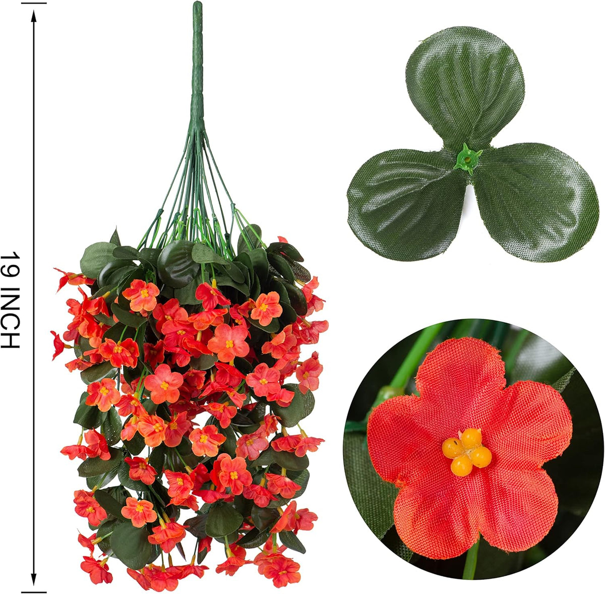 Artificial Fake Fall Hanging Flowers Plants for Outdoor Outside, 2PCS Faux Silk Orange Daisy Mums Trailing Vines UV Resistant Realistic Orchid for Autumn Front Door Porch Planter Patio Garden