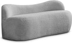 Meridian Furniture 119Grey Flair Collection Modern | Contemporary Boucle Fabric Upholstered Bench with Curved Back Design, Grey, 62" W x 23" D x 24" H