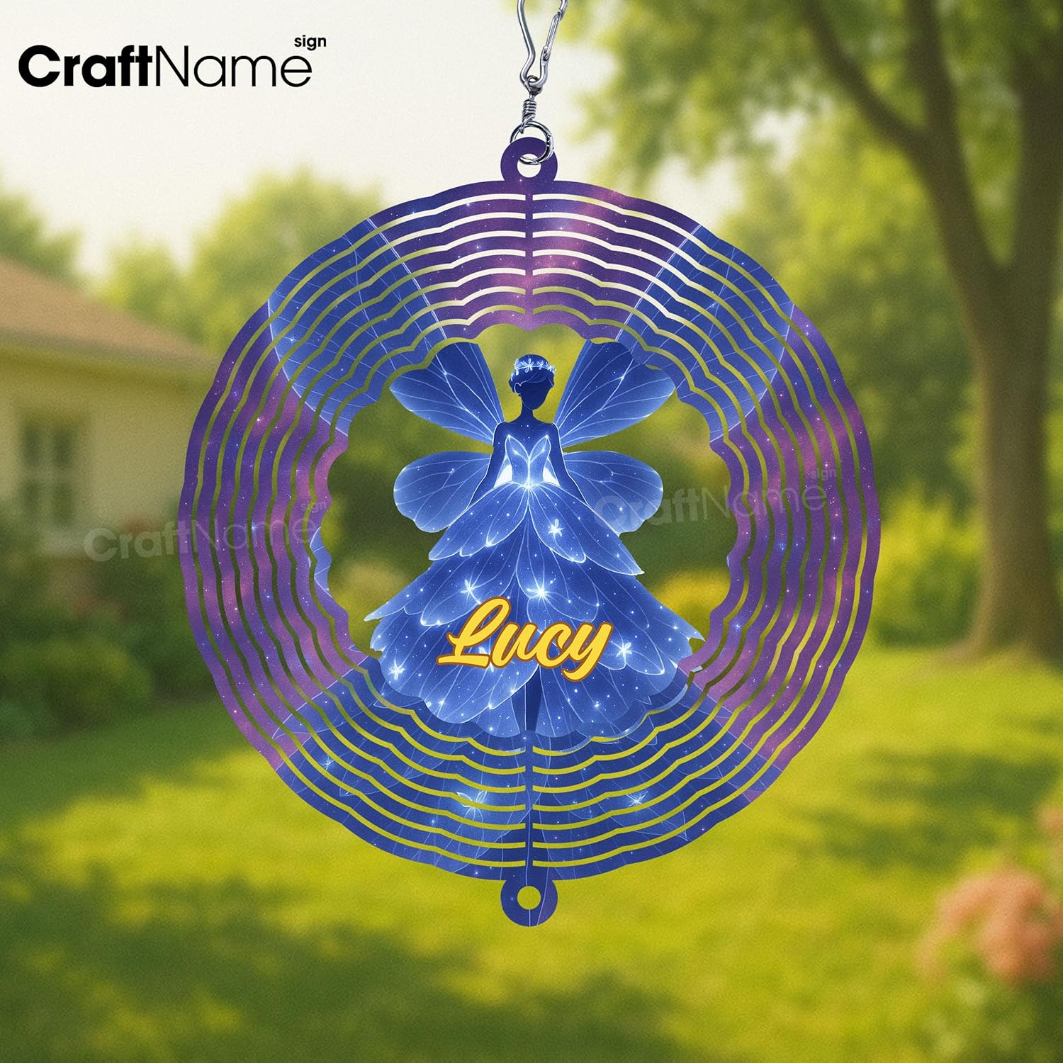 Personalized Girl Wind Spinner 3D Stainless Steel, Girl Garden Spinner Hanging Outdoor Decor, Wind Spinners Outdoor, Custom Gift for Grandmother, Mom, Wife