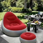 Plush Inflatable Sofa with Foot Pedals, Japanese Lazy Sofa, Thick Seat Cushion, Tatami Style (Orange)
