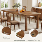 63-Inch Solid Wood Dining Table, Farmhouse Kitchen Table for 4 to 6, Rectangular Wood Dining Room Table for Home, Kitchen, Living Room (Rustic Brown)