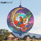 Personalized Moon Wind Spinner 3D Stainless Steel, Moon Garden Spinner Hanging Outdoor Decor, Wind Spinners Outdoor, Custom Gift for Grandmother, Mom, Wife