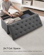 SONGMICS Storage Ottoman Bench, Foot Rest with Legs, Load up to 661.4 lb | End of Bed Bench, Storage Chest, 43.3 x 15.8 x 15.8 Inches, Slate Gray and Ink Black, MELISA Collection ULSF088G01