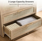 SICOTAS 71 inch Rattan Wardrobe Closet : Armoire Wardrobe with Drawers