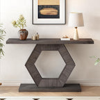 Modern Entryway Table with Innovative Hollow Hexagon Leg Structure and Premium Fir Veneer Finish for Sophistication,Suitable for Hallway, Entryway, Living Room