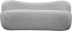 Meridian Furniture 119Grey Flair Collection Modern | Contemporary Boucle Fabric Upholstered Bench with Curved Back Design, Grey, 62" W x 23" D x 24" H