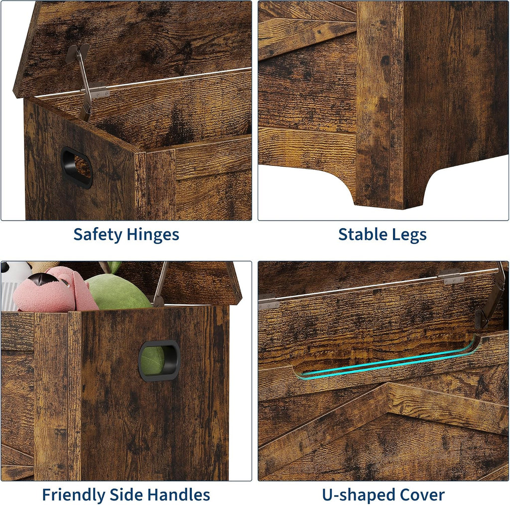 GAOMON Storage Chest, Wooden Storage Bench, Modern Style Lift-Top Shoes Bench with Safety Hinge for Entryway, Bedroom, Living Room, Supports 300 Lb and Easy Assembly