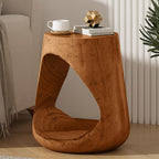 Merax Hollow MGO Accent Side Table, Unique Modern End Table with Wide Pedestal & Tabletop, Small Drink Tables for Living Room, Bedroom Night Stand Bedside Table, No Assembly Required, Brown