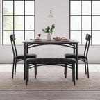Garvee Dining Table Set for 4, Kitchen Table with Upholstered Bench and 2 Chairs, 4-Piece Wooden Dining Table Set for Apartment, Dining Room, Small Space, Gray