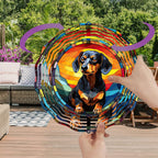 Dachshund Dog Wind Spinners Outdoor Dog Memorial Gifts, 3D Metal Kinetic Hanging Garden Wind Spinner, Spinner Decor, Wind Sculptures for Outdoor & Indoor, Window, Yard Decor (Dachshund 2)