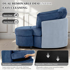 Vanity Accent Chair Swivel Living Room Chairs Curve Back Reading Chair with Armrest, Lounge Chair with Ottoman for Bedroom