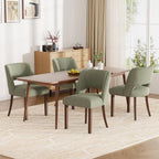 Dining Chairs Set of 6,Modern Dining Room Chairs with Thick Cushions,Linen Upholstered Kitchen Dining Chairs with Wood Legs for Kitchen Dining Room Living Room,Green