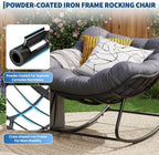 Garvee Outdoor Rocking Chair, Oversized Papasan Chair with Cushion | Metal & PE Rattan Frame, 400LBS Capacity, Ideal for Patio, Garden or Living Room, Gentle 30° Rocking Comfort