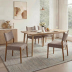 KISLOT Dining Chairs Set of 4, Ergonomic Upholstered Wood Chairs, Brown | Mid Century Modern Dining Room Chairs, Ergonomic Farmhouse Kitchen Chairs with Solid Rubber Wood Frame, Antique Walnut Leg