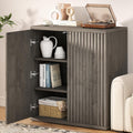 Fluted Sideboard Buffet Cabinet with Storage, Wood Sideboard Cabinet with Doors, Small Credenza Buffets & Sideboards for Kitchen, Accent Cabinets for Entryway Living Room Hallway Home, Grey