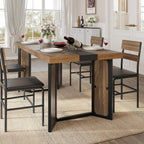 Industrial Dining Table for 6-8 People, 71" Large Long Wooden Kitchen Table with Sturdy Metal Frame & Brown Finish, Rustic Style Rectangular Dinner Table for Dining Room, Kitchen (Reddish Brown )