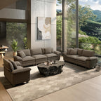 HERA'S HOUSE 3 Pieces Modular Sectional Couch Set with Armchair Loveseat | Modern 6-Seater Cloud Sofa Set , Smoky Grey, Wider Armrest, Deep Seat, Soft Chenille Furniture Set for Living Room