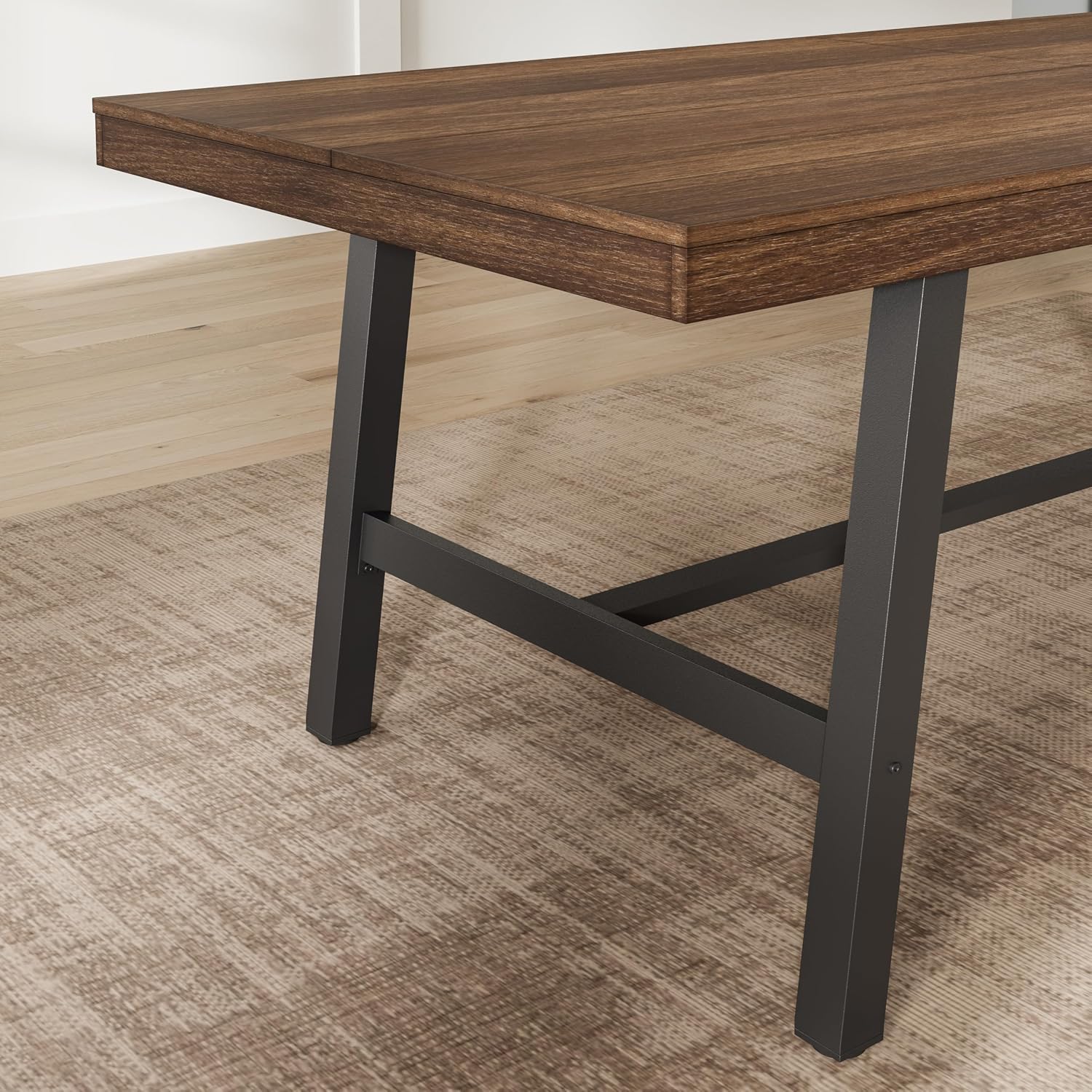 Garvee Industrial Dining Table for 6-8, 78.74" Extra Long Rectangular Kitchen Table with 2"×2" Metal Legs & Wood Top, Large Dining Table for Dining Room, Home Office, Brown